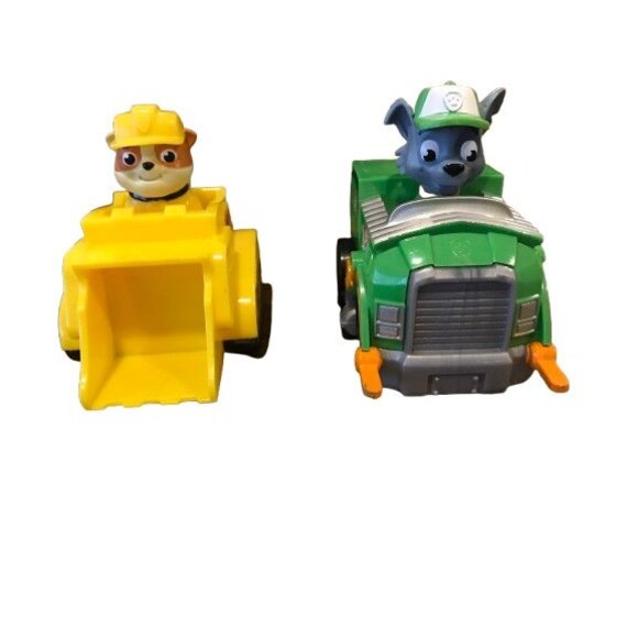 Paw Patrol Rocky w/ Garbage Truck and Rocky with bulldozer Spinmaster - Picture 1 of 5
